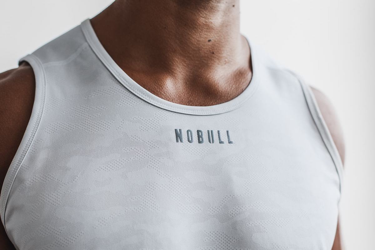 Nobull Lightweight Textured Men's Tank Tops Camo | Australia (TN7630)